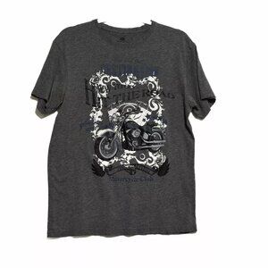 Royal Class This Is Living Motorcycle Club Mens Dark Gray T-Shirt Cotton Size M